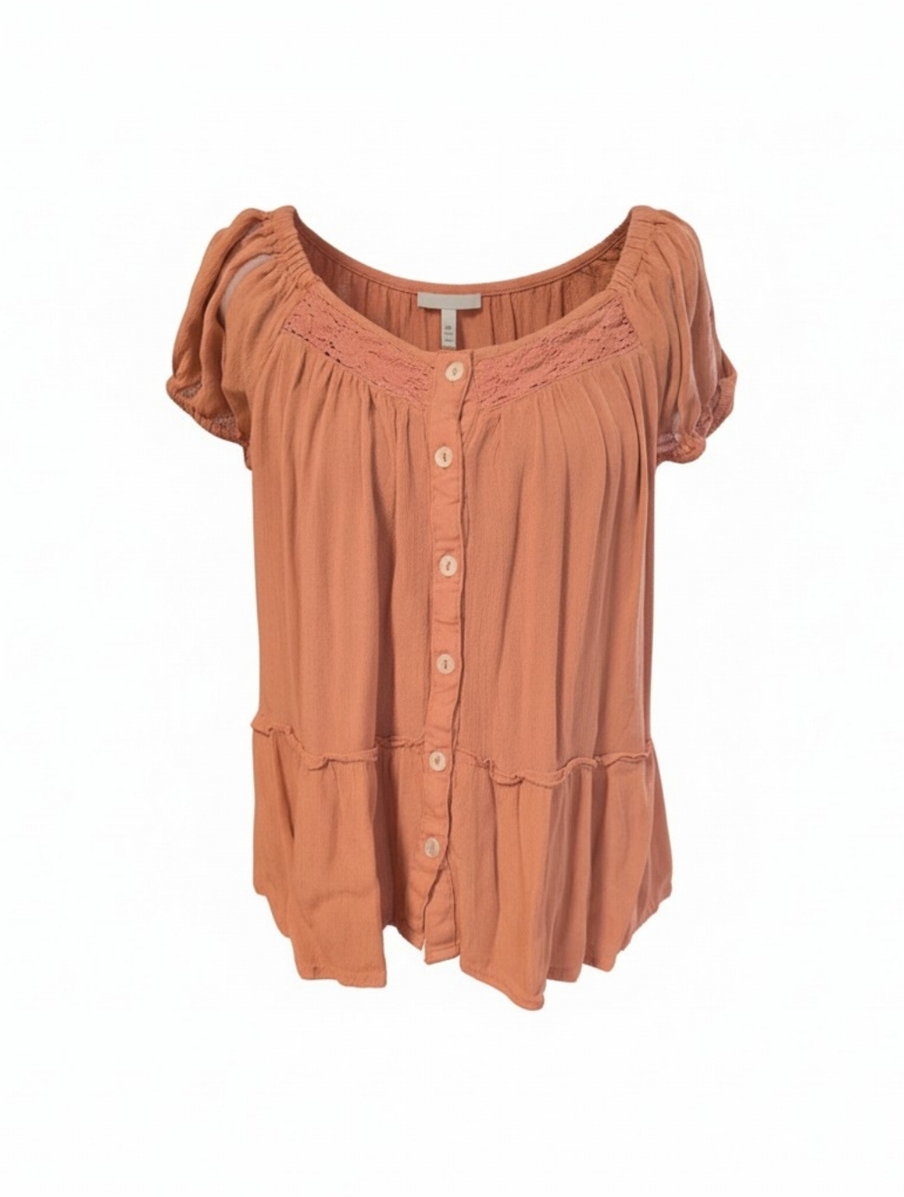 Derek Heart Pink Puff Short Sleeve  Blouse L